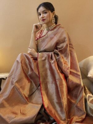 Handcrafted Pure Katan Silk Banarasi Saree