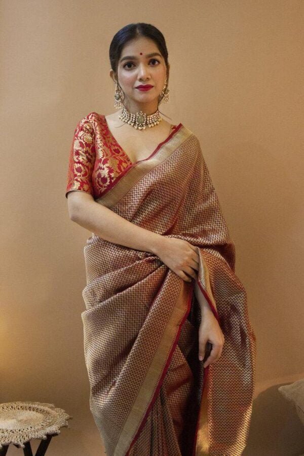 Handcrafted Pure Katan Silk Banarasi Saree