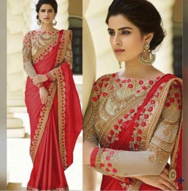 Georget Saree With Heavy Saree With Lace Border Embroidery Work