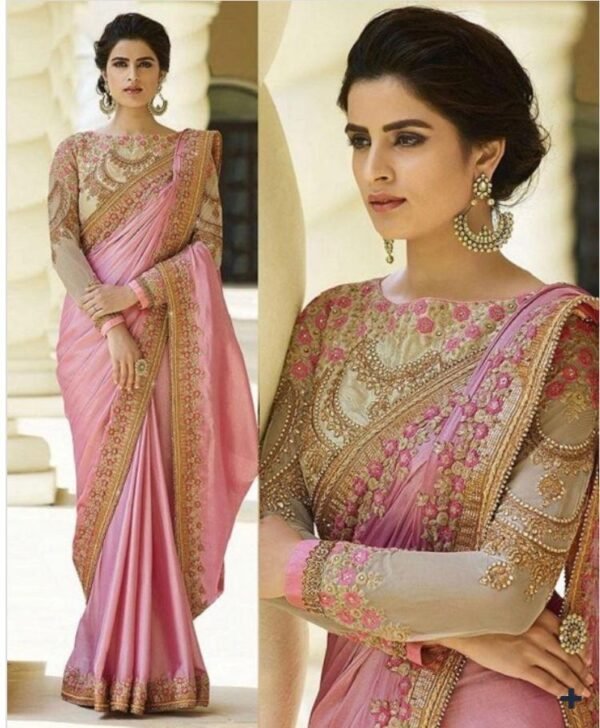 Georget Saree With Heavy Saree With Lace Border Embroidery Work