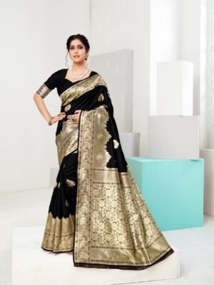 Banarasi Weaving Lichi Silk Saree With Rich Body Work