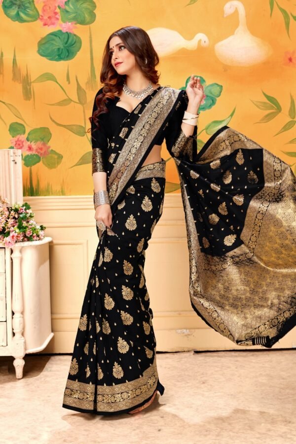 Banarasi Weaving Lichi Silk Saree With Rich Body Work