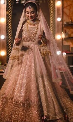 Gold Sequins Tiered Lehenga | Ghera By Neera & Arushi