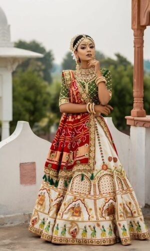 VELVET Semi-Stitched Golden Antique Embroidered Exclusive Lehenga choli  with double Dupatta at Rs 17999 in Surat