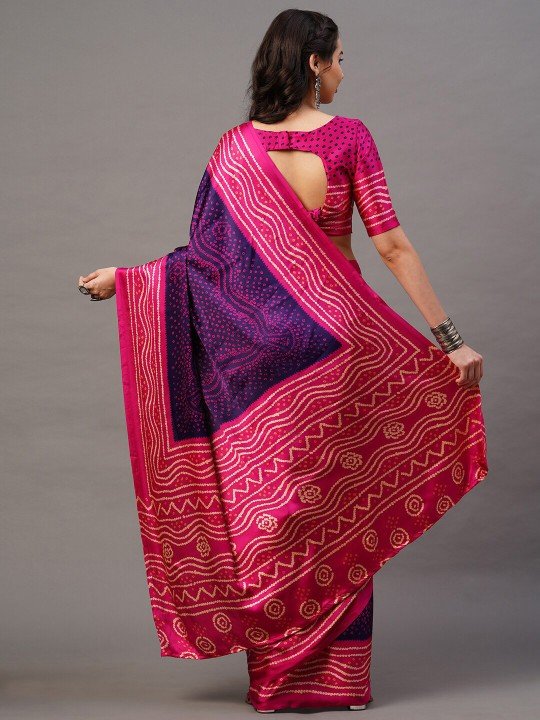 Purple & Pink Bandhani Saree