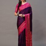 Purple & Pink Bandhani Saree