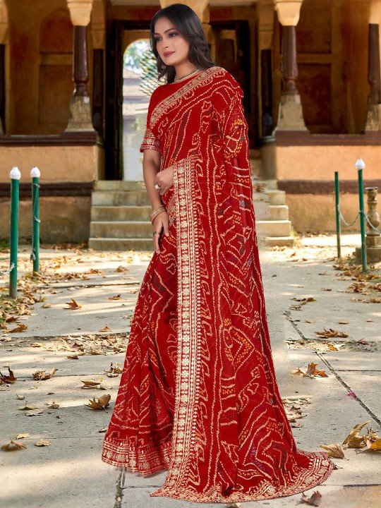 Green Bandhani Saree