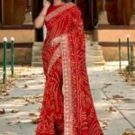 Red Bandhani saree