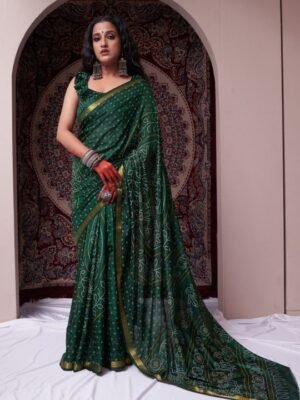 Green Bandhani Saree