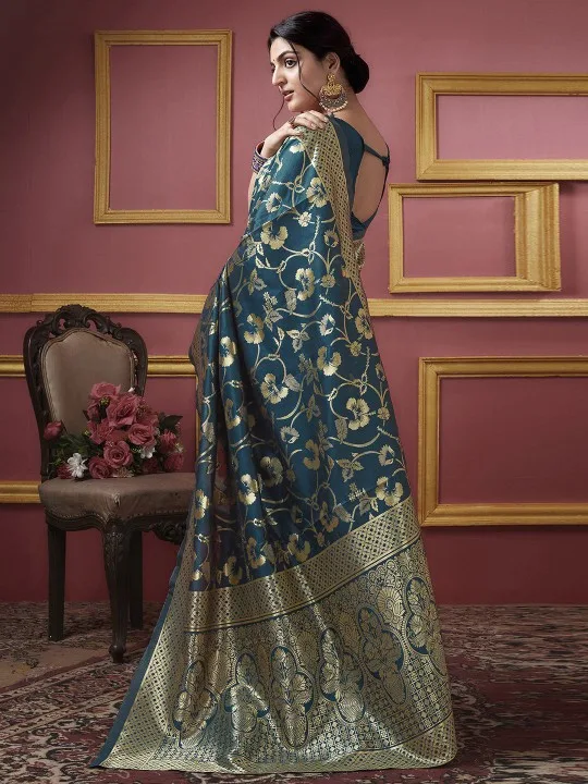 Ethnic Motifs Woven Design Zari Banarasi Saree