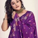 Designer Purple Zari Banarasi Saree