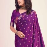 Designer Purple Zari Banarasi Saree