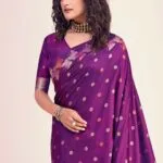 Designer Purple Zari Banarasi Saree