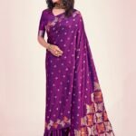 Designer Purple Zari Banarasi Saree