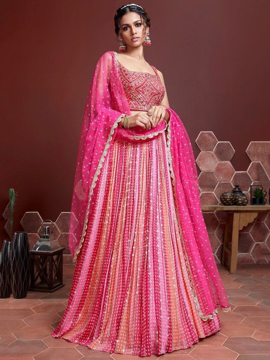 Embroidered Semi-Stitched Lehenga & Blouse With Dupatta