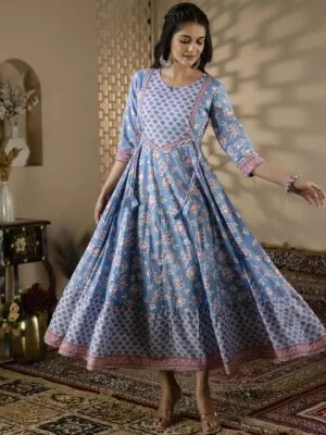 Floral Cotton Anarkali Kurta Set