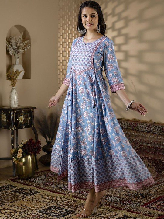 Floral Cotton Anarkali Kurta Set