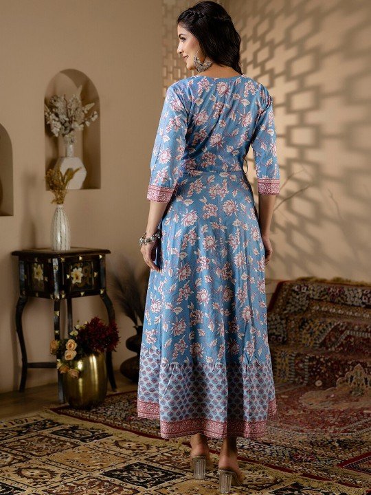 Floral Cotton Anarkali Kurta Set