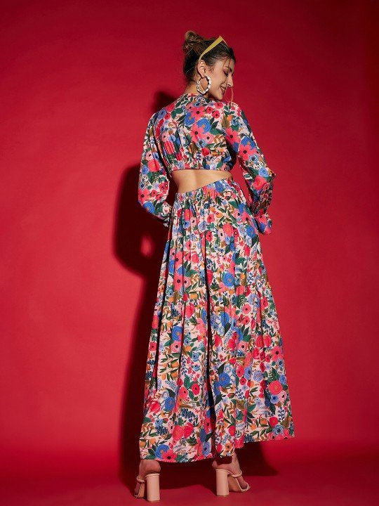 Floral Crepe Maxi Dress for Women