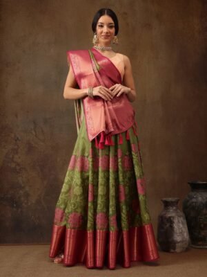 Floral Zari Silk Blend Kanjivaram Saree