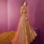 Multicoloured Thread Work Semi-Stitched Lehenga & Blouse With Dupatta-1