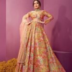 Multicoloured Thread Work Semi-Stitched Lehenga & Blouse With Dupatta-3