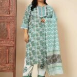 Plus Size Cotton Floral Kurta-1