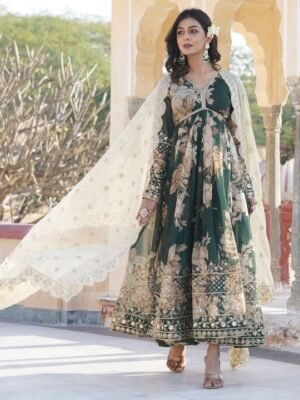 Printed Gown Ethnic Dress With Dupatta