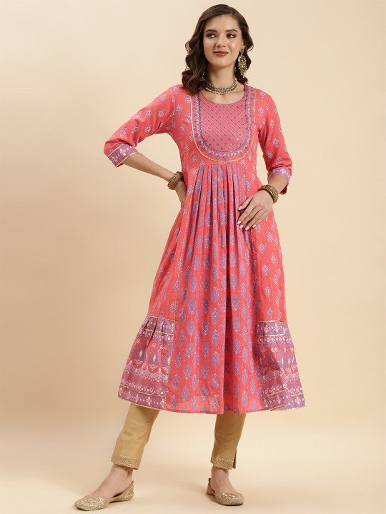 Pure Cotton Anarkali Kurta Under 1000