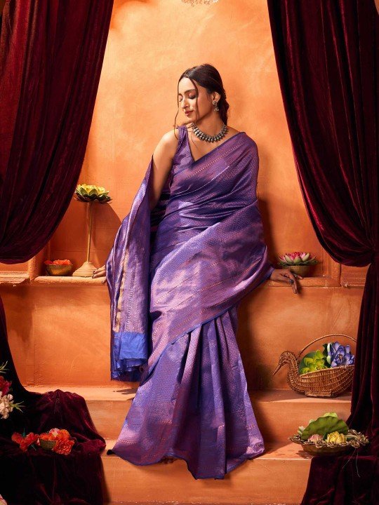 Purple Color Pure Silk Kanjeevaram Saree