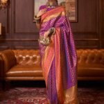 Purple Silk Banarasi Saree