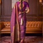 Purple Silk Banarasi Saree