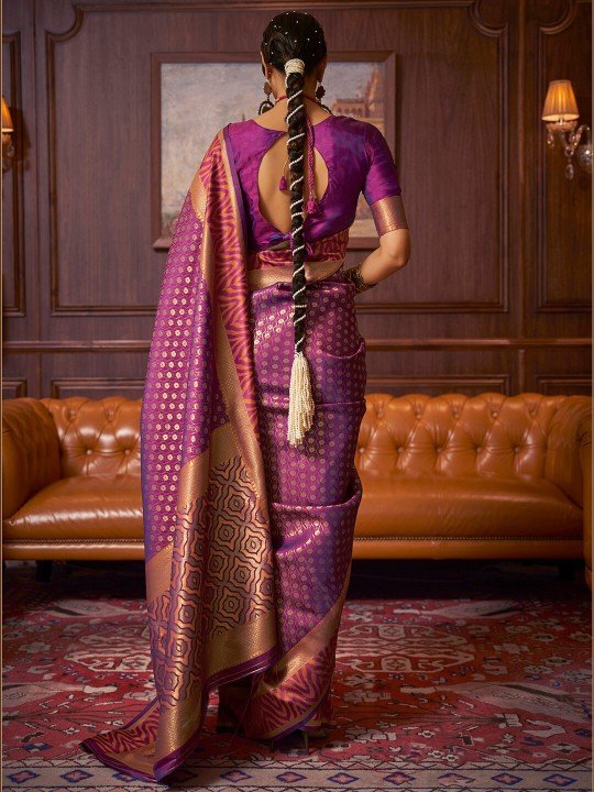 Purple Silk Banarasi Saree Online