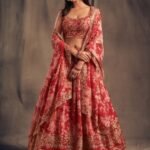 Red Shibori Lehenga choli for wedding-1