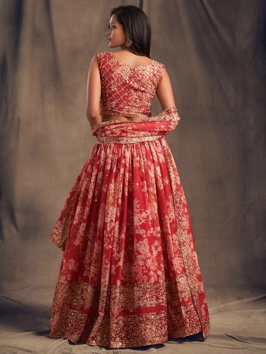 Red Shibori Lehenga choli for Wedding