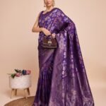 Trendy Purple Banarasi Silk Saree