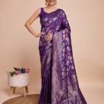 Trendy Purple Banarasi Silk Saree