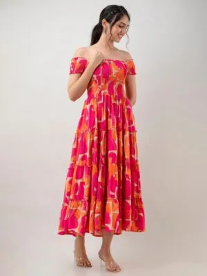 Pink Floral Maxi Dress