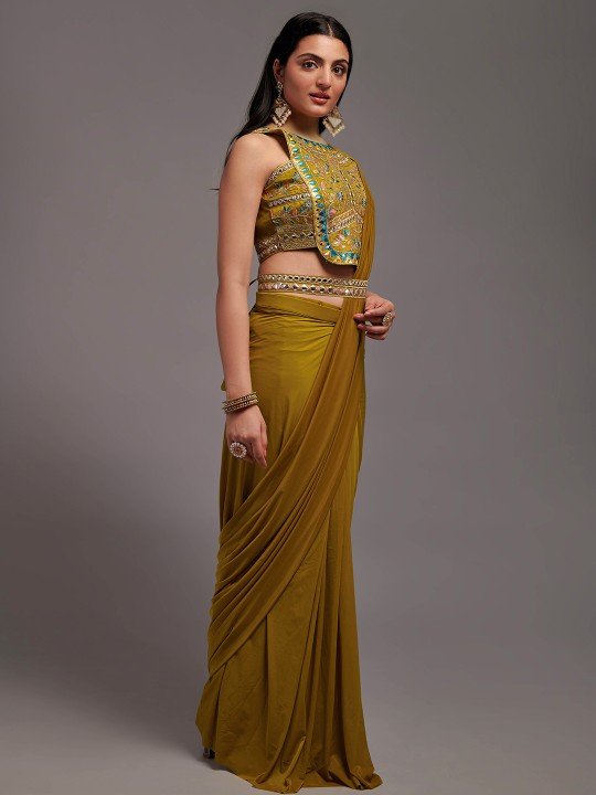 Buy Ready to Wear Pre Stitched Saree With Semi Stitched Blouse