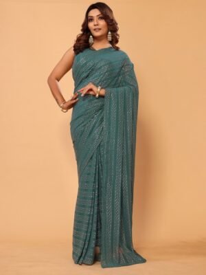 Pure Georgette Ready to Wear Saree with Stitched Blouse