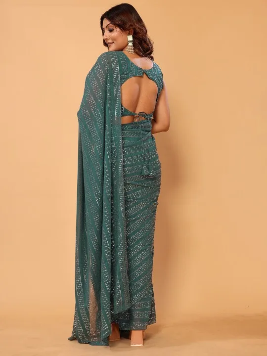 Pure Georgette Ready to Wear Saree with Stitched Blouse