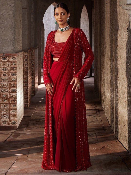 Amazing Red Designer saree buy It Now !