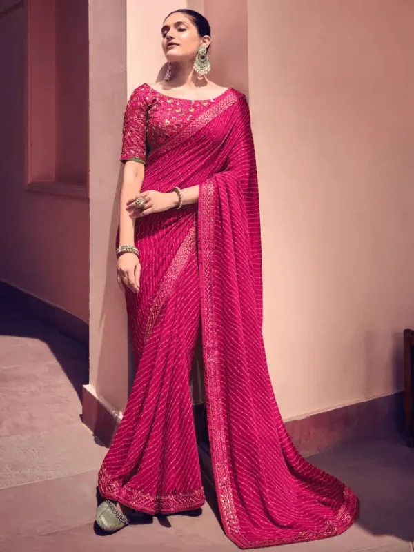 Ready to Wear Leheriya Georgette Saree under 1000