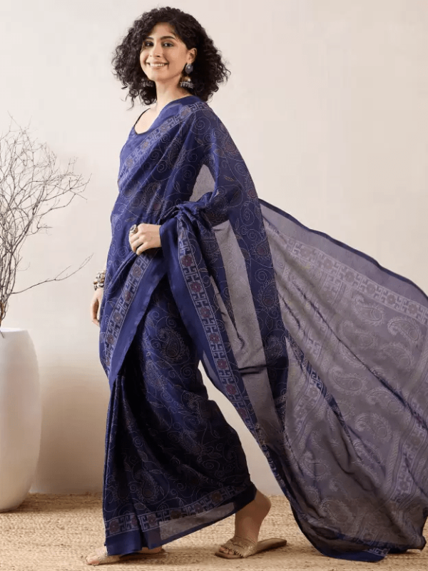 Baluchari Ready to Wear Printed Silk Saree Under 1000