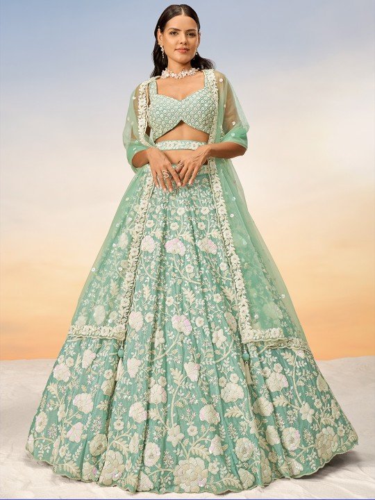 Sea green gher wala lehenga choli