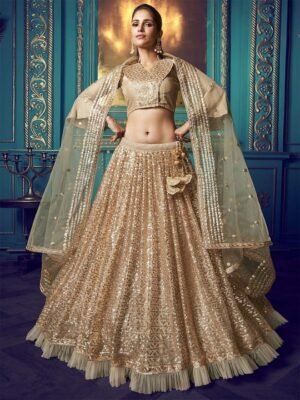 Ready to Wear Designer Golden Lehenga Choli Online