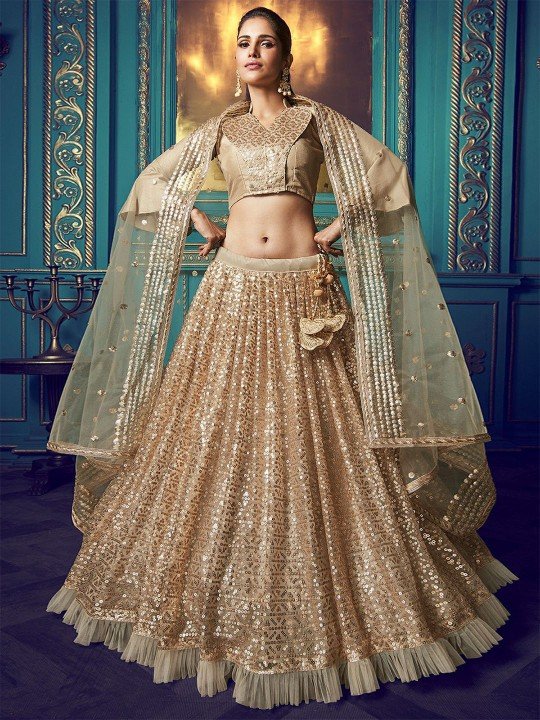 Ready to Wear Designer Golden Lehenga Choli Online