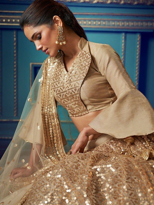 Ready to Wear Designer Golden Lehenga Choli Online