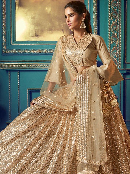 Ready to Wear Designer Golden Lehenga Choli Online