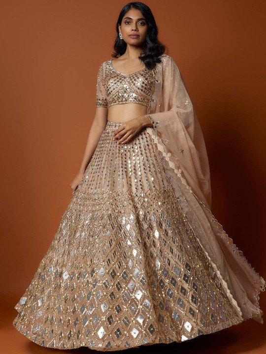 light golden color Bridal Gher Wala Lehenga